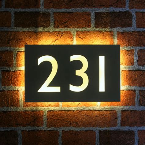 metal backlit house numbers|light fixture for house number.